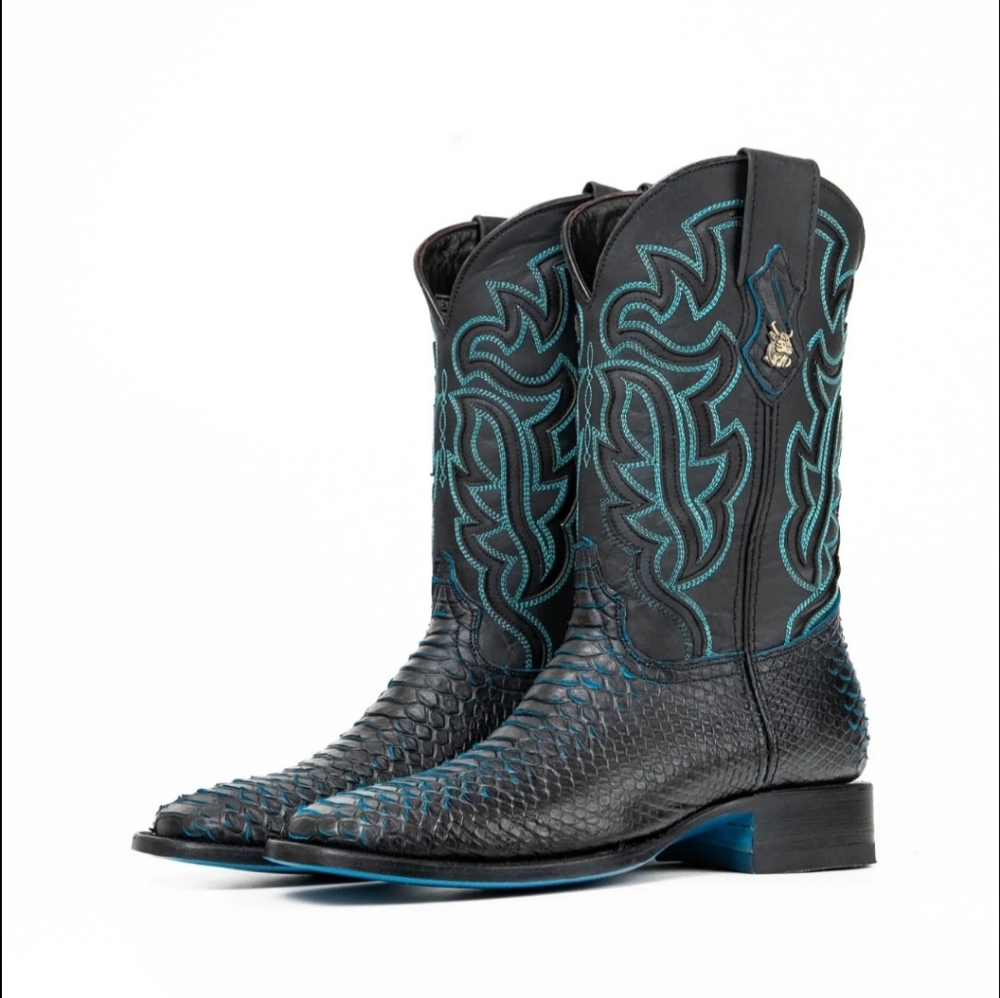 Bruce Python Turquoise Botton Square Toe Western … - image 1
